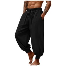 Mens Medieval Pirate Renaissance Pants Viking LARP Costume Harem Trousers