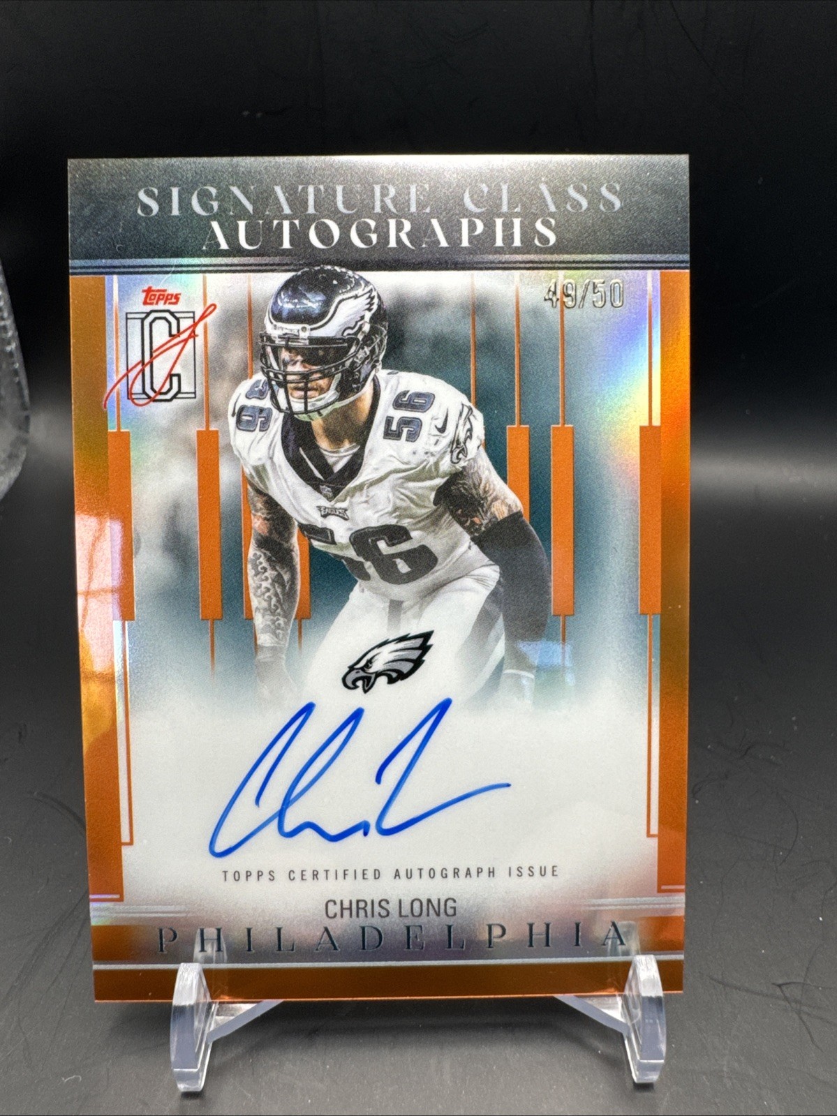Topps 2025 Signature Class Autographs Chris Long Eagles SCL-CL Auto /50 orange