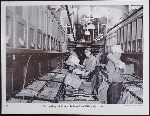 Sorting Mail in a Railway Post Office Car Print Ralph W Marks B1S2