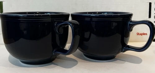 Set of 2 Fiesta Homer Laughlin Fiestaware Cobalt 18oz Jumbo Soup Mugs