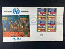 UN FDC 1969 6c Block of 4 with Emblem UNITAR UNICEF First Day Cover a377