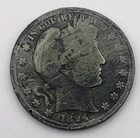 1894-S Barber Half Dollar 50 Cents Toned San Francisco Mint Better Date USA 90%