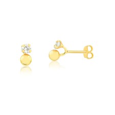 18k Solid Gold CZ  Ball Stud Earrings for Infants  Toddlers