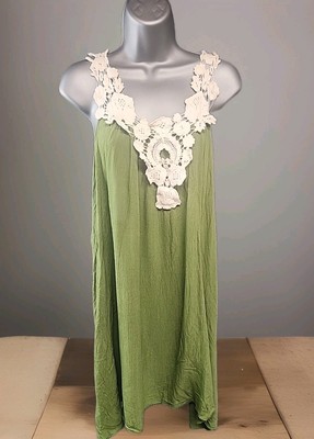 India Boutique Women's Boho Crochet Sleeveless Mini Dress ONE SIZE 100% Viscose