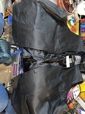 Extreme Biker USA Black Leather Biker Vest Size 54