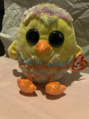 TY Chicken Easter Egg Beanie Boos Corwin,  6 Inch Plush, NEW With Tags