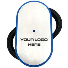 15" Oval Air Cleaner Kit, Silver Top, Blue Rim - CUSTOM Engravable - Ansen USA