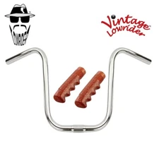 Vtg Lowrider 11" Chrome U Handlebar 25.4mm W/120mm Sparkle Brown Lowrider Grips