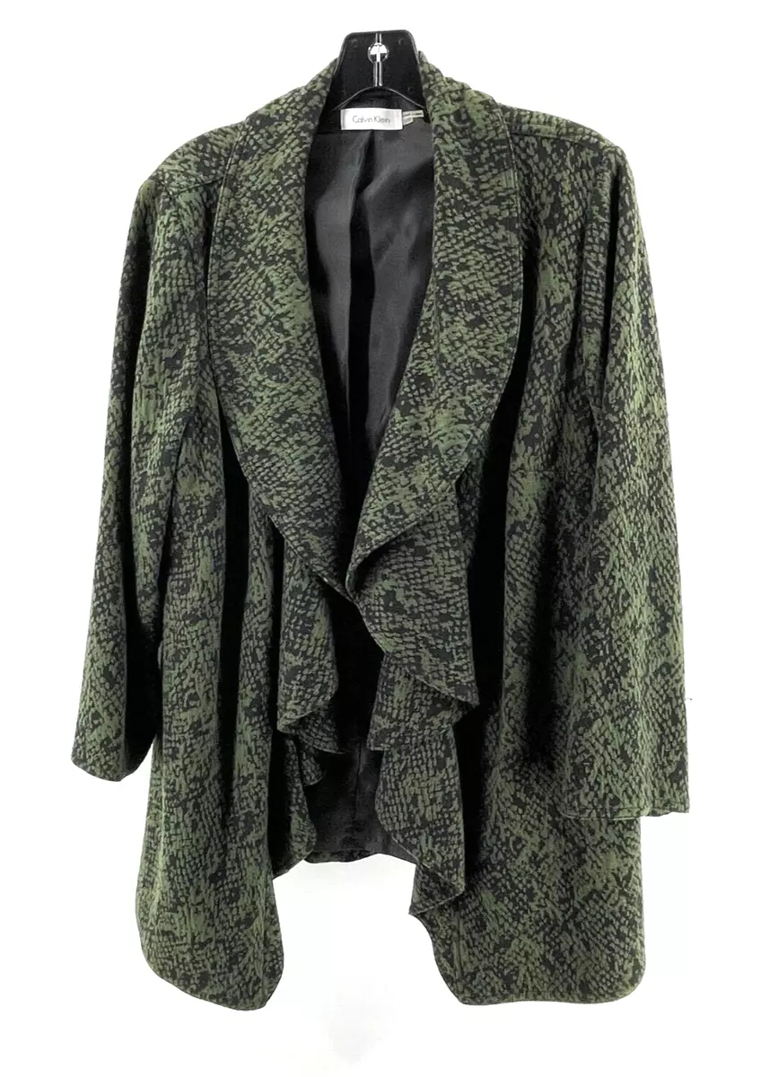 Calvin Klein Women s Green Snakeskin Print Open Drape Front Knit