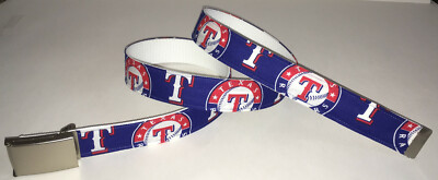 Texas Rangers BELT & Buckle Baseball Team MLB Fan Game Gear Apparel Shop New TX