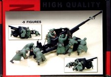 1/35 Scale German Artillery Crew with 9 Figures WWII Gun Crew Model NO TURRET