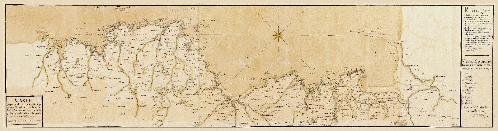 Carte Normandie Bretagne 1754 poster panoramique XXL pour salon et bureau