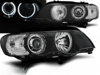 Scheinwerfer Paar BMW X5 99-03 Xenon Angel Eyes LED Schwarz