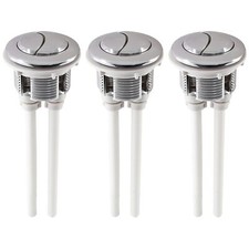3PCS Toilet Tank Push Flushing Button with 38mm Plastic Thread Round Silver