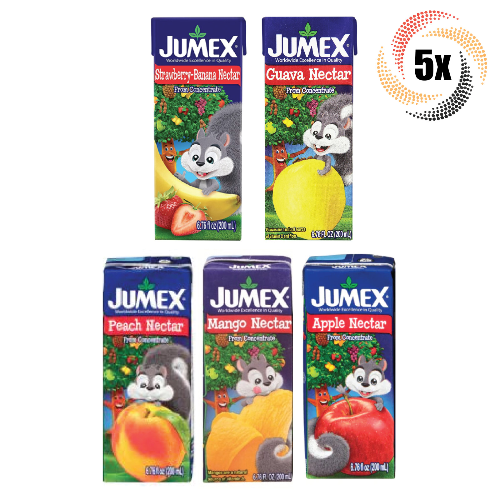 5 упаковок детского сока Jumex Mini Variety Nectar 676 жидких унций Смешивайте и сочетайте вкусы 4490₽