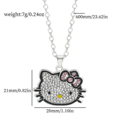 Hello Kitty Bling Pendant Necklace With Chain New