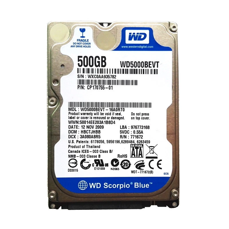 Western Digital 500GB WD5000BEVT 5400RPM SATA 2.5