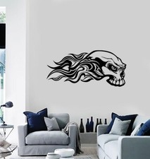 Wall Vinyl Decal Sticker Flaming Skull Car Motorcycle Truck Decor n1171 