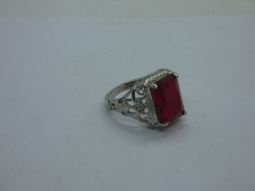 16651/ Ausgefallener Ring Silber 925 + roter Stein  Innendurchm. ca. 19 mm - Bild 1 von 7
