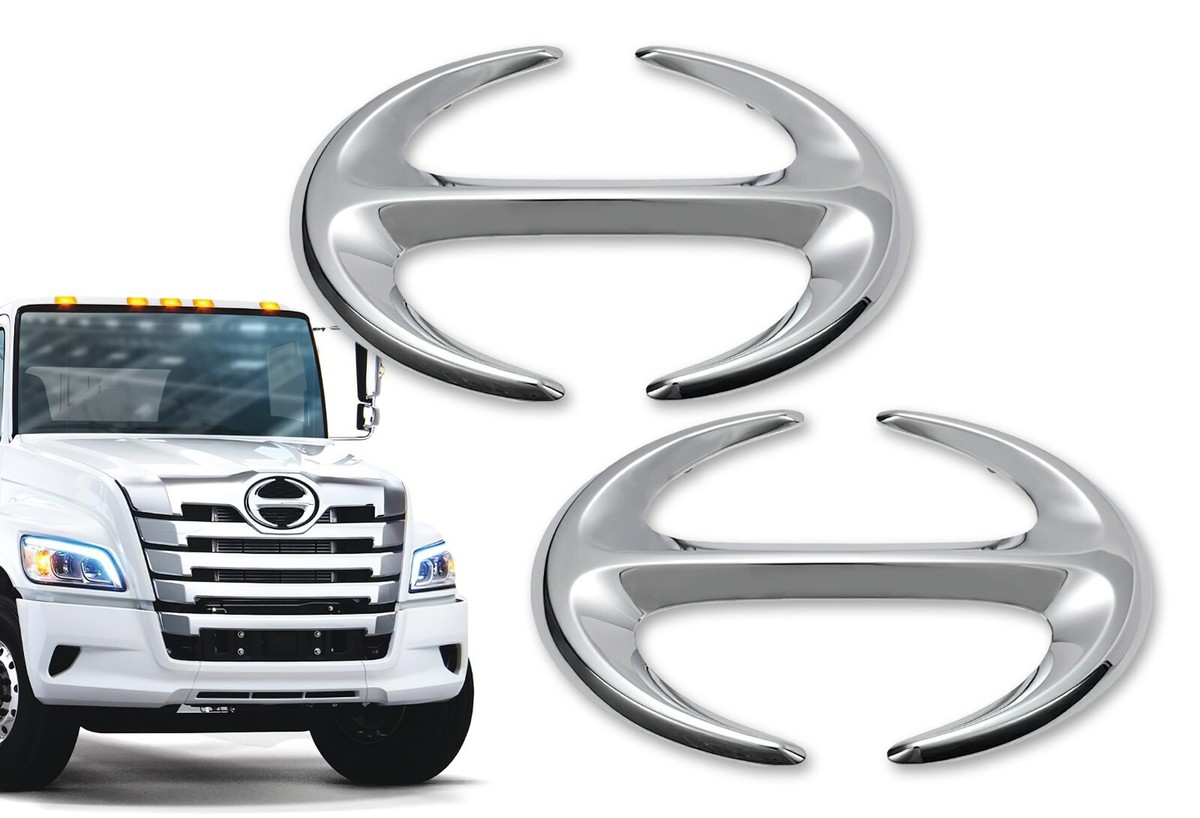 Front Logo Hood Grille Hino Genuine Emblem Ornament - 2 Piece Set
