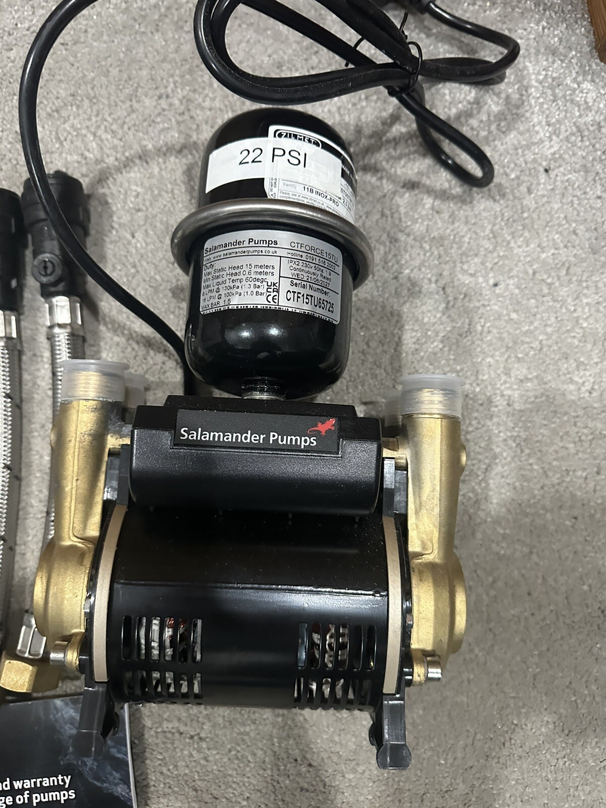 Salamander CTFORCE 15TU 1.5 Bar Brass Twin Impeller Shower Pump