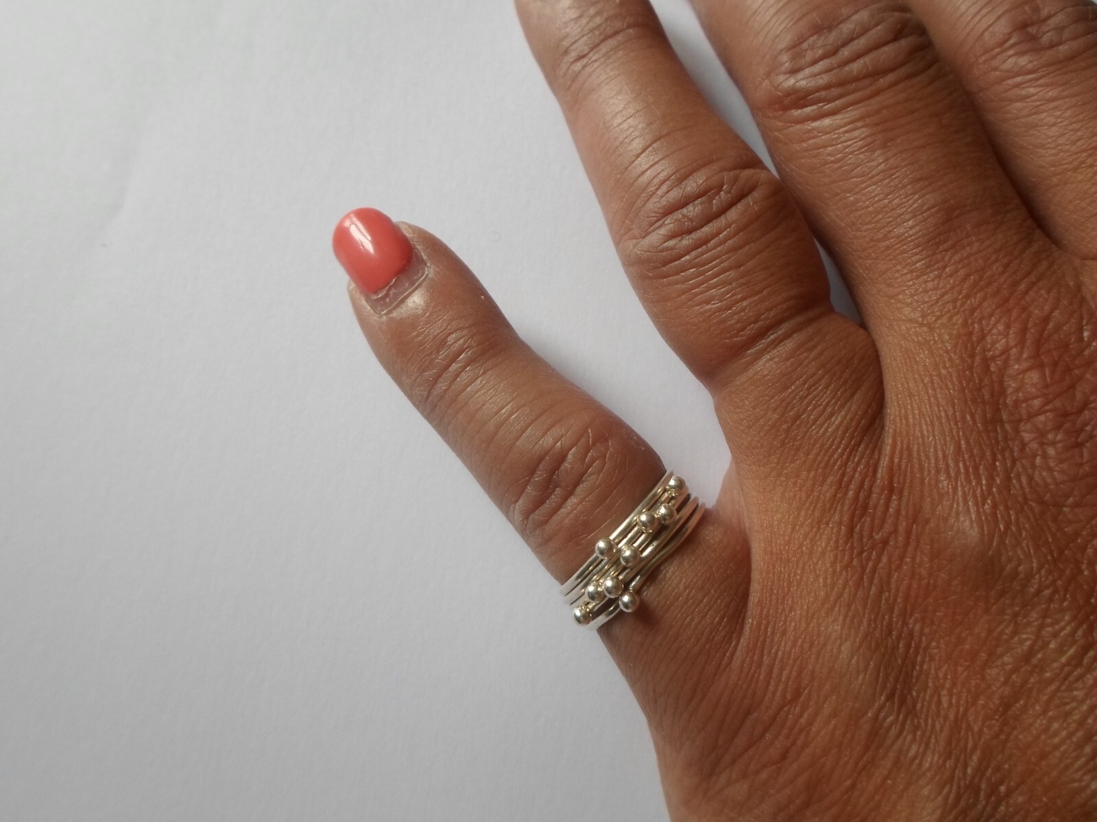 solid silver ring, multi row, size 51 - image 2