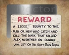JAWS Reward Bounty on Shark that killed Alex ..,  8 x 12" metal sign MADE IN USA