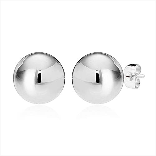 Pair Genuine 925 Sterling Silver Ball Bead Studs Earrings Round Stud