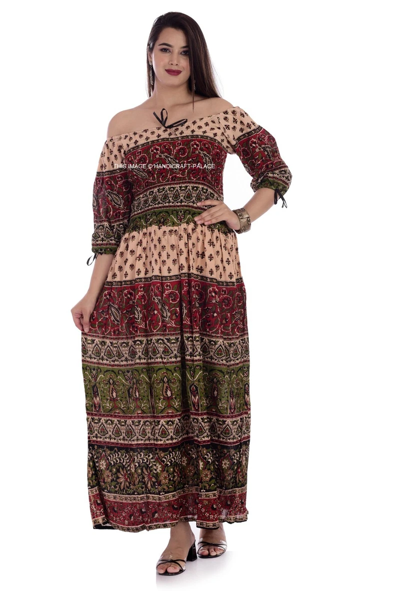 Women Boho Gypsy Hippie Maxi Long Dress Summer Holiday Beach Party Indian  Dress