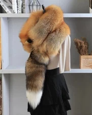 Luxury Women’s Real Fox Fur Scarf Soft Warm One-Piece Natural Fur Collar Wrap