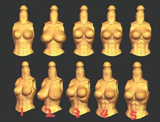 Mythic Legions custom printed "naked" female torso for 2.0 - YOU CHOOSE STYLE