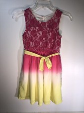 Party Dress Pink size 10 Floral Lace Top Polyester Lined CRB Girls kids Fancy