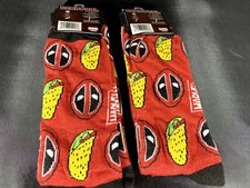 "New" Marvel Comics DEADPOOL SOCK 2 PACK Image / Logo Size 6-12