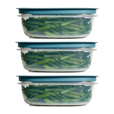 Rubber maid Storage Containers, Easy Find Lids, Teal, 9-cup, Flex & Seal, Lea...