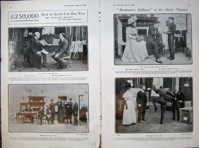 Alter antiker Druck 1907 Brewsters Millions Hicks Theatre Clayton Maurier 20.