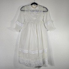 JC Penney Communion Dress Kid Size 6 White Embroidery High Neck Lace Sheer