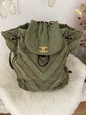 Zaino CHANEL Cruise Cuba Chevron zaino in tela kaki 2017