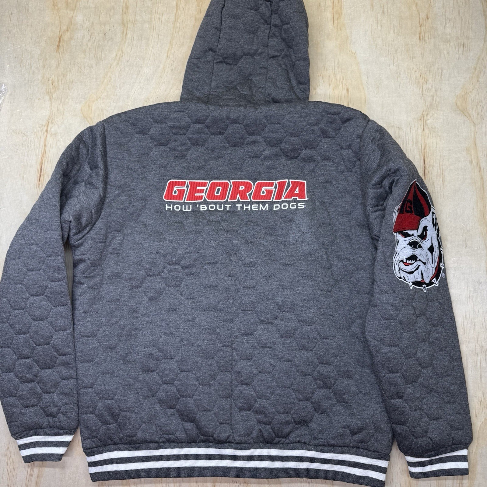 NWOT Georgia Bulldogs Franchise Club Diamond Quilt Full Zip Hoodie Jacket sz XL