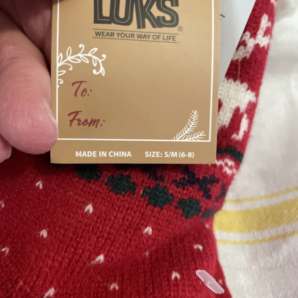 Calcetines Zapatilla Muk Luks Manteca de Karité Estilo Cabina Rojo Talla S/M (6-8) Reno Nuevos Foto 3 de 4