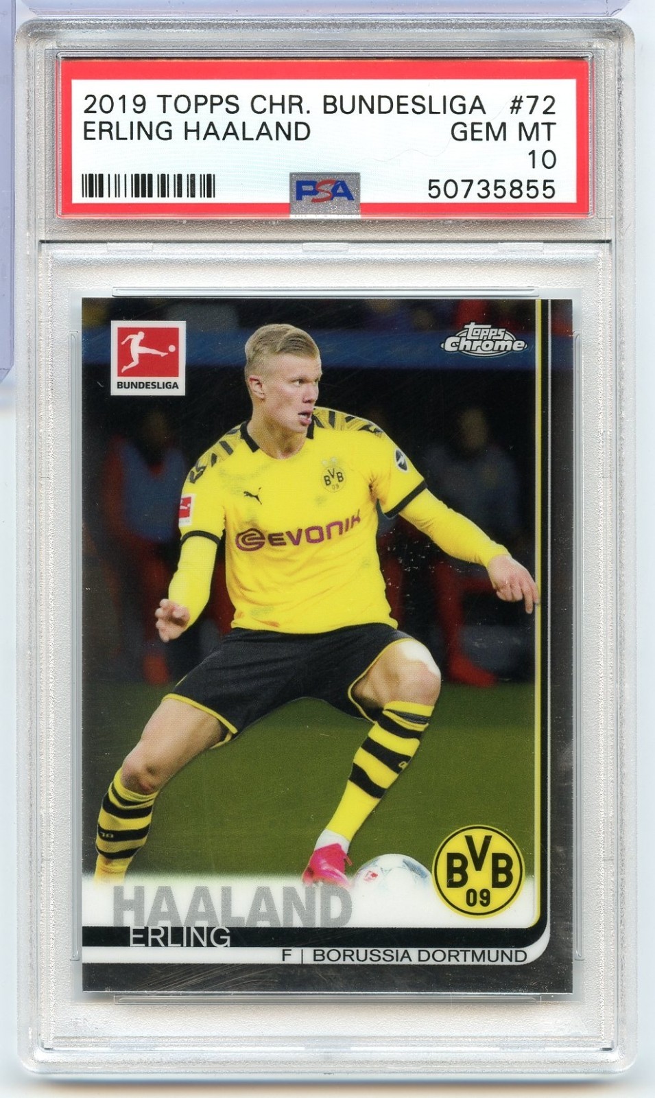 2019-20 Topps Chrome Bundesliga ERLING HAALAND Rookie PSA 10 GEM MINT RC #72