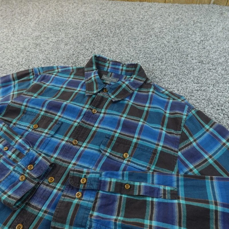 LL Bean Shirt Mens LT Blue Plaid Flannel Button Up Long Sleeve Outdoor Work
Opens in a new window or