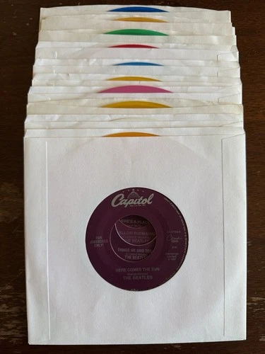 The Beatles Color Vinyl Lot Of 10 45s Rpm Jukebox Only Yellow Submarine Vintage