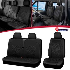 Universal Fully Tailored Black Waterproof Leather 2+1 Front Van Seat Covers UK