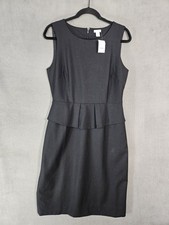 NWT J Crew Womens 8 Midi Pencil Dress Black Wool Blend Ruffles Sleeveless 