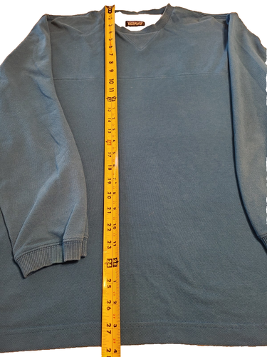 Patagonia Mens Organic Cotton LS teal/blue crewneck w/V-stitch pullover sz L - Picture 2 of 14