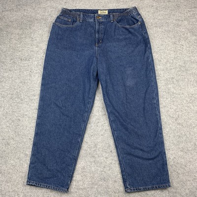 LL Bean Flannel Lined Jeans Original Fit Relaxed Womens 18 Petite Blue Outdoor