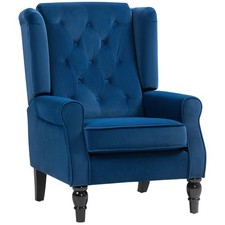HOMCOM Accent Armchair Home Furniture Retro Tufted Club Fabric Blue
