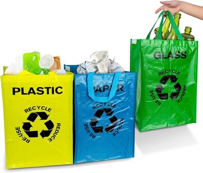 Mülltrennsystem 3er-Pack Recycling System Taschen Wiederverwendbare Abfallsäcke 