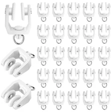 25 Curtain Track Rollers Hooks for Shower Window - White Plastic Clips