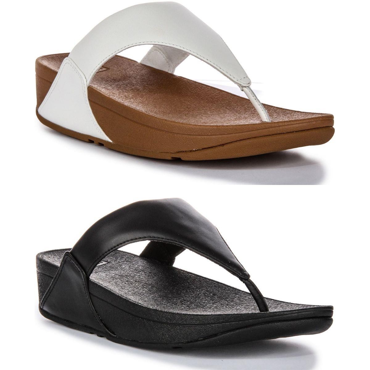 Fitflop Lulu Leather Minimalist Toe Post Softy Women Sandal White UK 3 - 8